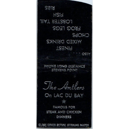 The Antlers on Lac Du Bay Stevens Point WI Vintage Matchbook Cover SD2-Y11