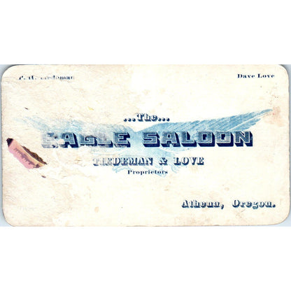 The Eagle Saloon Tiedeman & Love Athena Oregon Business Card AB9