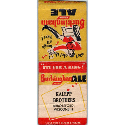 Kalepp Brothers Buckingham Ale Abbotsford WI Vintage Matchbook Cover SD4-Y11