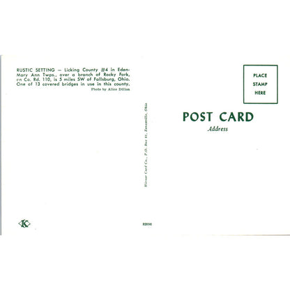 Licking County #4 Mary Ann Twps Fallsburg OH Covered Bridge Postcard PB11