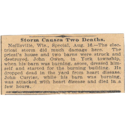 Neillsville WI Storm John Owens John Currier Death St. Paul 1898 Ad AF2-S5