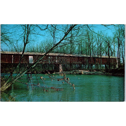 Ewing Bridge Brownstone Jackson County IN Vintage Covered Bridge Postcard PC14