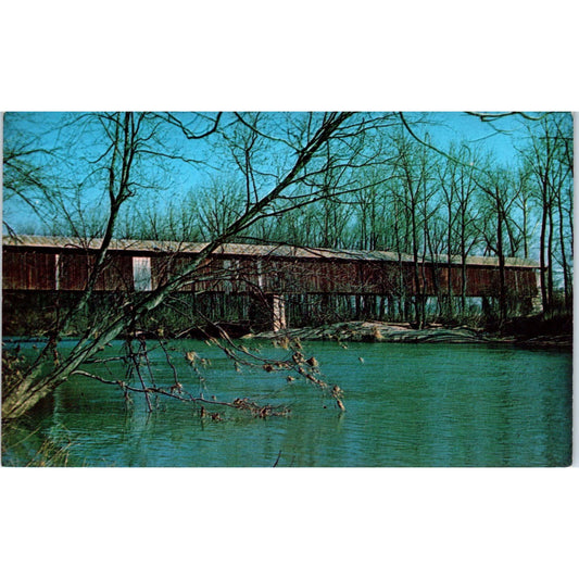Ewing Bridge Brownstone Jackson County IN Vintage Covered Bridge Postcard PC14