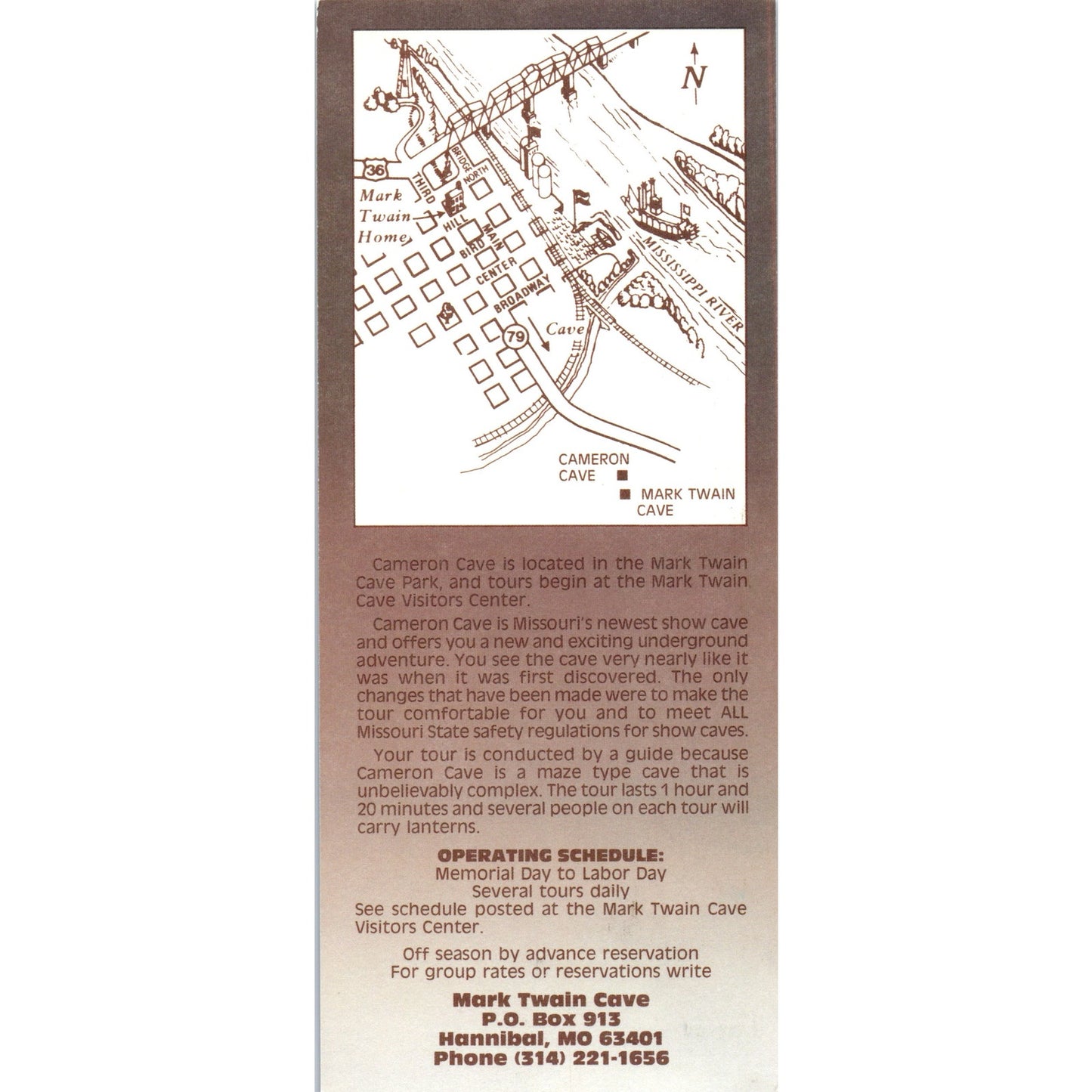 Vintage Cameron Cave Hannibal MO Travel Leaflet TF4-B2