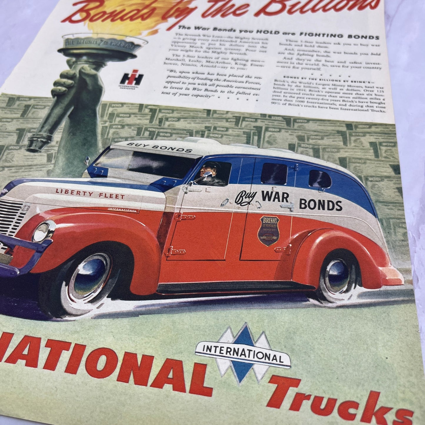 WWII International Harvester Trucks IH War Bonds 1945 Life Magazine Ad V14-1