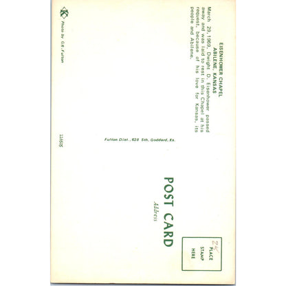 Eisenhower Chapel Abilene Kansas Vintage Postcard PC16