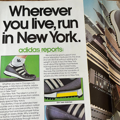 New York Adidas Shoes - Run New York McLoughlin Art 2 Page 8x11" 1983 Ad AF6-16
