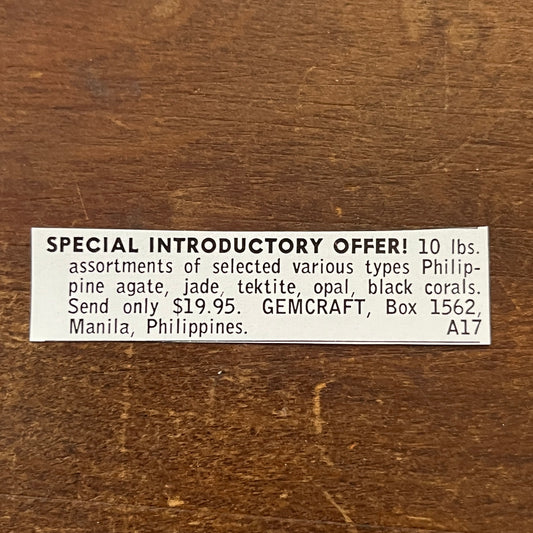 Gemcraft Lapidary Supply Manila Philippines 1972 Ad AF8-S12