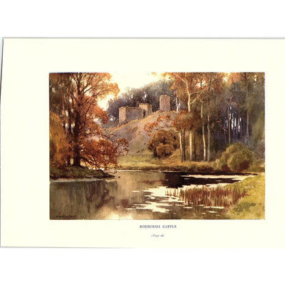 c1920 Roxburgh Castle - E.W. Haslehust Vintage Art Print 6x9" V17