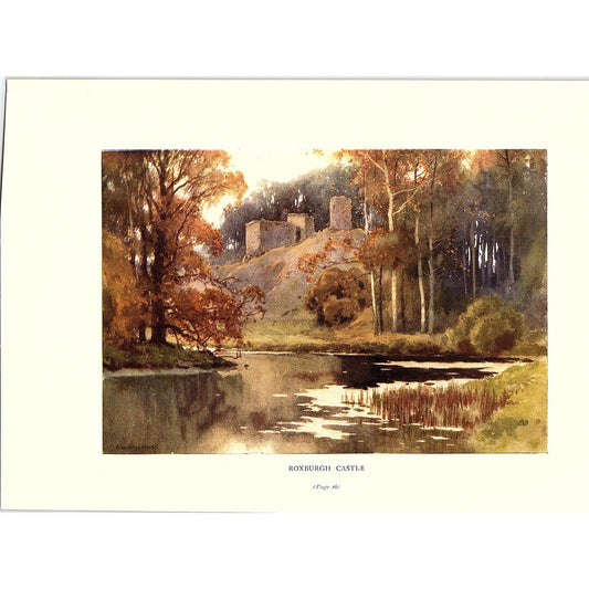 c1920 Roxburgh Castle - E.W. Haslehust Vintage Art Print 6x9" V17