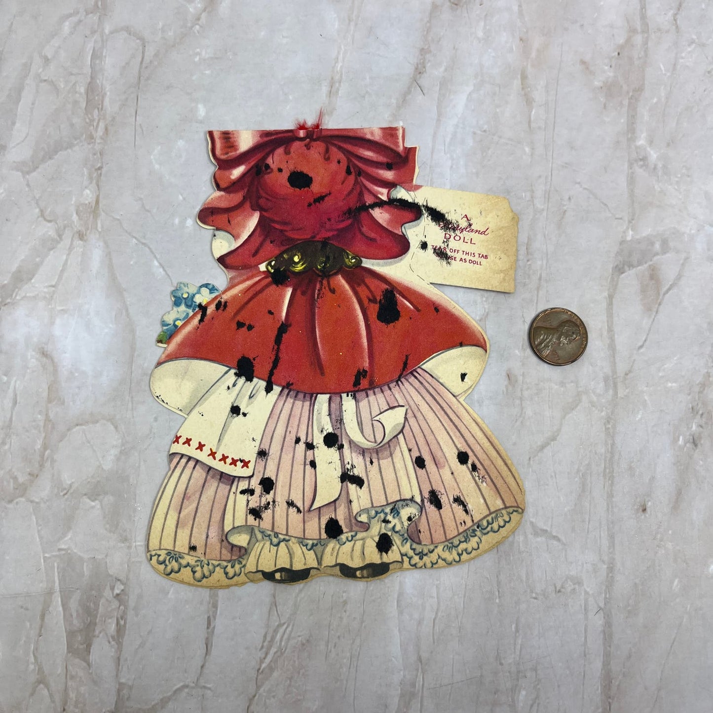 Vintage Little Red Riding Hood Birthday Card Die Cut AE4