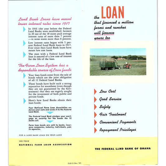 The Federal Land Bank of Omaha 1957 Farming Vintage Brochure AG5-H6