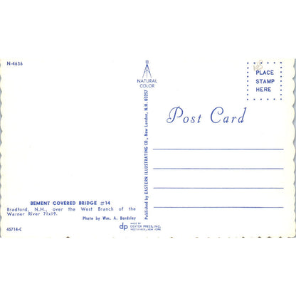 Bement Covered Bridge 14 Bradford NH Vintage Covered Bridge Postcard PC15