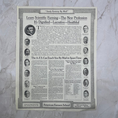 Scientific Farming American Farmers School Minneapolis MN 10x12 1913 Ad FL6-8