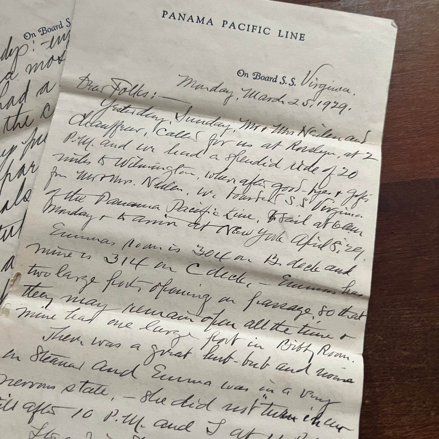 Lot of 4 Handwritten Letters Panama Pacific Lines SS Virginia Mar-Apr 1929 AF4