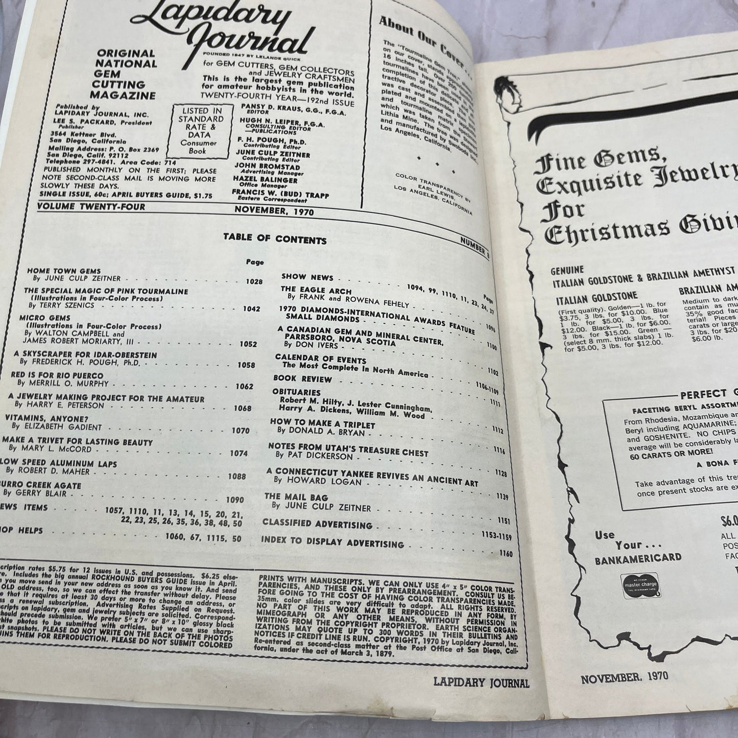 Tourmaline Gem Tree Edward Swoboda - Lapidary Journal Magazine - Nov 1970 M22