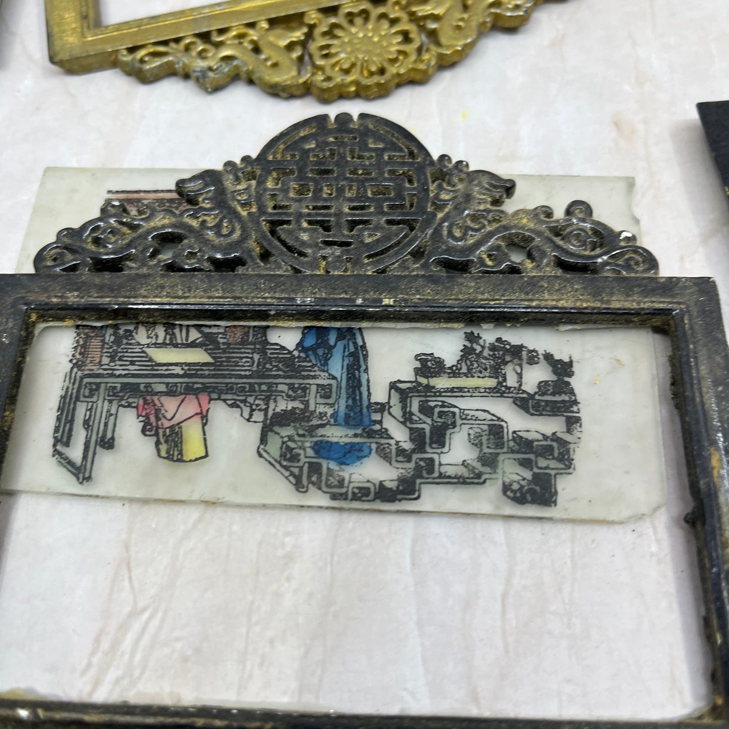 Vintage Huge Lot of Oriental Chinese Japanese Mini Wall Art Plaques TF5
