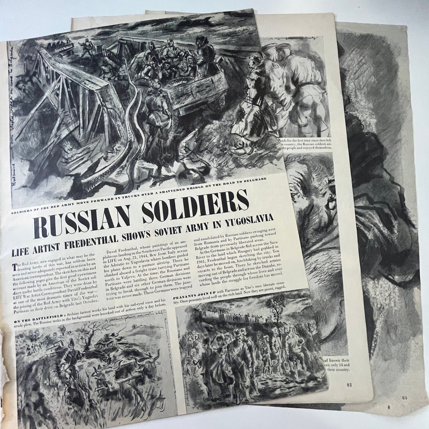 Life Artist David Fredenthal Russian Soldiers 4 Pages 1940s WWII Article V29-5