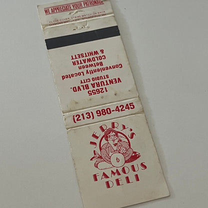 Jerry's Famous Deli Ventura Blvd Studio City Matchbook Cover TB6-MB2-4