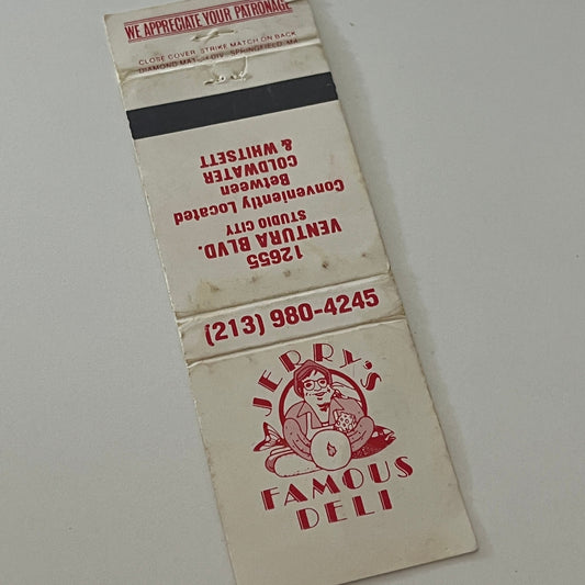 Jerry's Famous Deli Ventura Blvd Studio City Matchbook Cover TB6-MB2-4