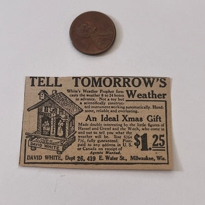 White's Weather Prophet David White Milwaukee WI 1931 Newspaper Ad SAG4-S13