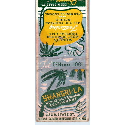 Shangri-La Chinese Restaurant Tropical Cafe Chicago Vtg Matchbook Cover SD2-Y15