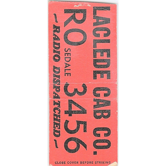Laclede Cab Co Radio Dispatched Taxi RO 3465 Vintage Matchbook Cover SC7-Y7