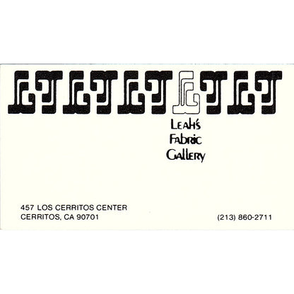 Leah's Fabric Gallery Cerritos CA Vintage Business Card SSB4-B12