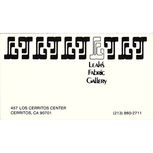 Leah's Fabric Gallery Cerritos CA Vintage Business Card SSB4-B12