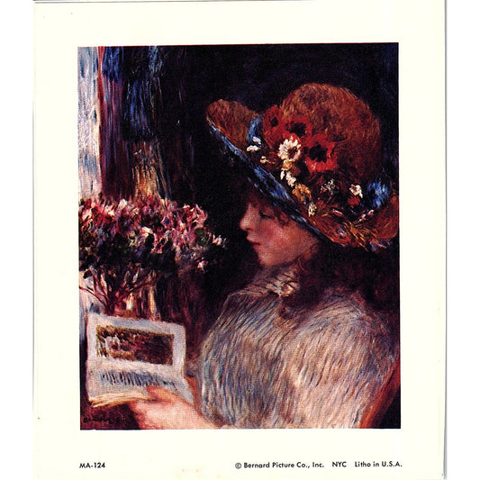 Young Girl Reading - Pierre Auguste Renoir Vintage Art Print 4x5 V12