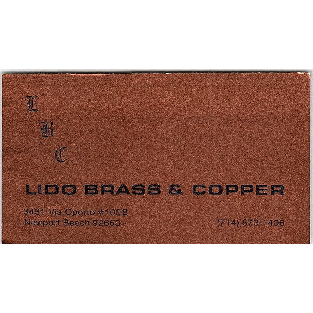 LBC Lido Brass & Copper Newport Beach CA Vintage Business Card SF3-B4