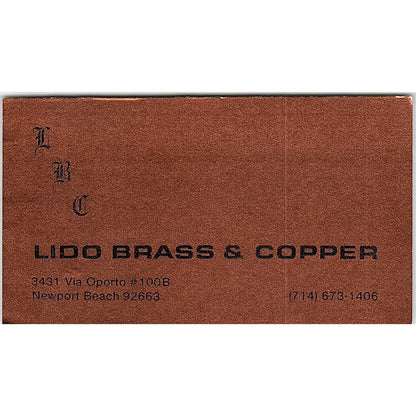 LBC Lido Brass & Copper Newport Beach CA Vintage Business Card SF3-B4