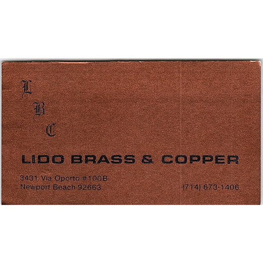 LBC Lido Brass & Copper Newport Beach CA Vintage Business Card SF3-B4