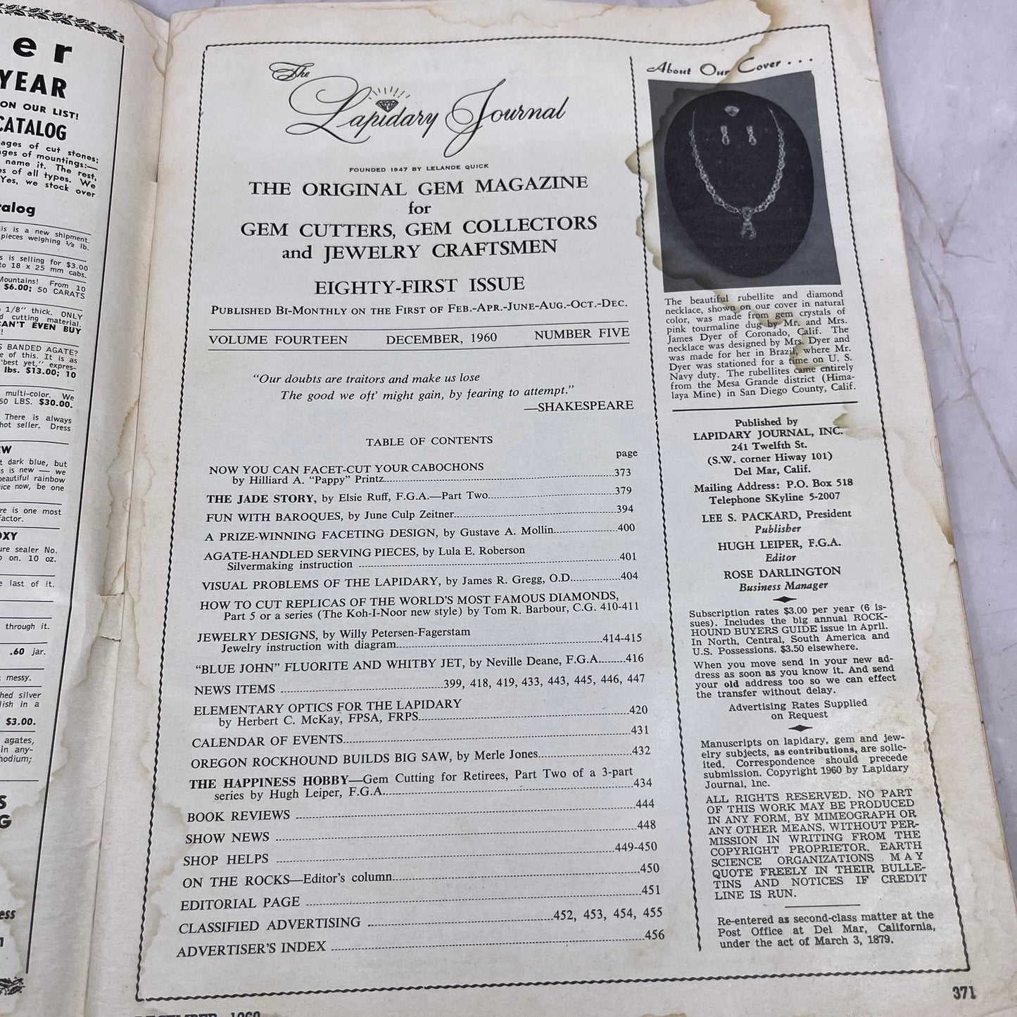 Parure of Rubellites and Diamonds Mrs James Dyer - Lapidary Journal Dec 1960 M26