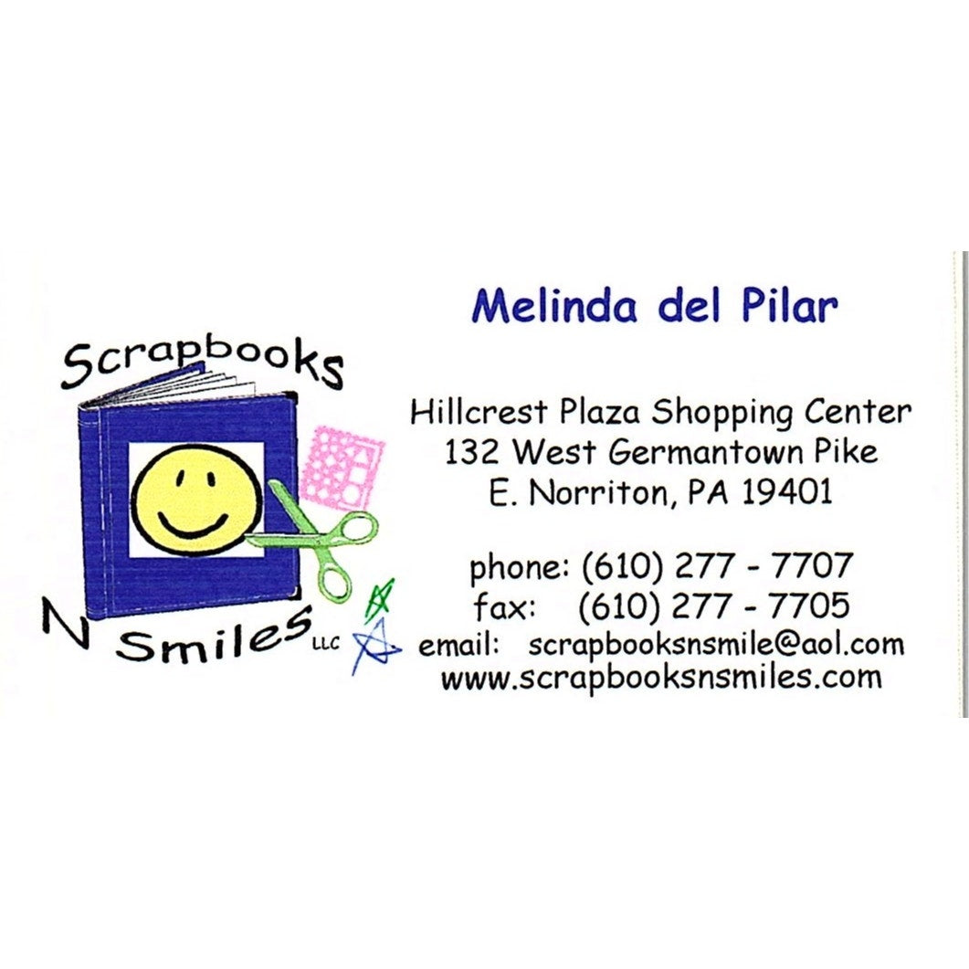 Melinda De Pilar Scrapbooks N Smiles Norriton PA Vintage Business Card SC9-B11