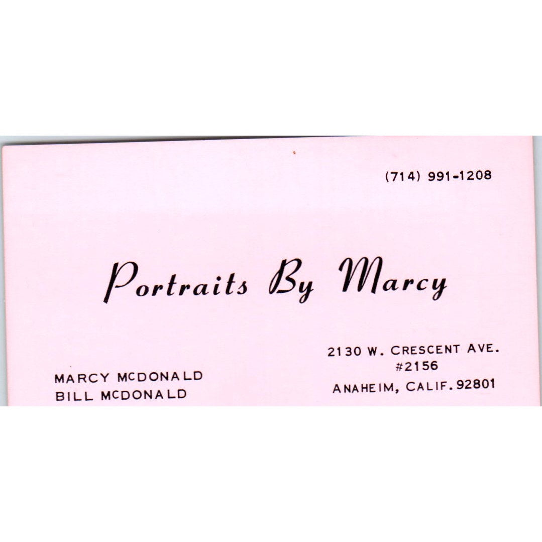 Portraits by Marcy McDonald Anaheim CA Vintage Business Card SD8-B17