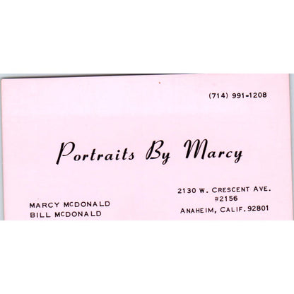 Portraits by Marcy McDonald Anaheim CA Vintage Business Card SD8-B17