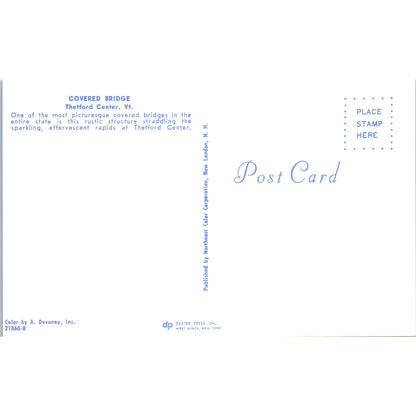 Covered Bridge Thetford Center Vermont Vintage Postcard PD2