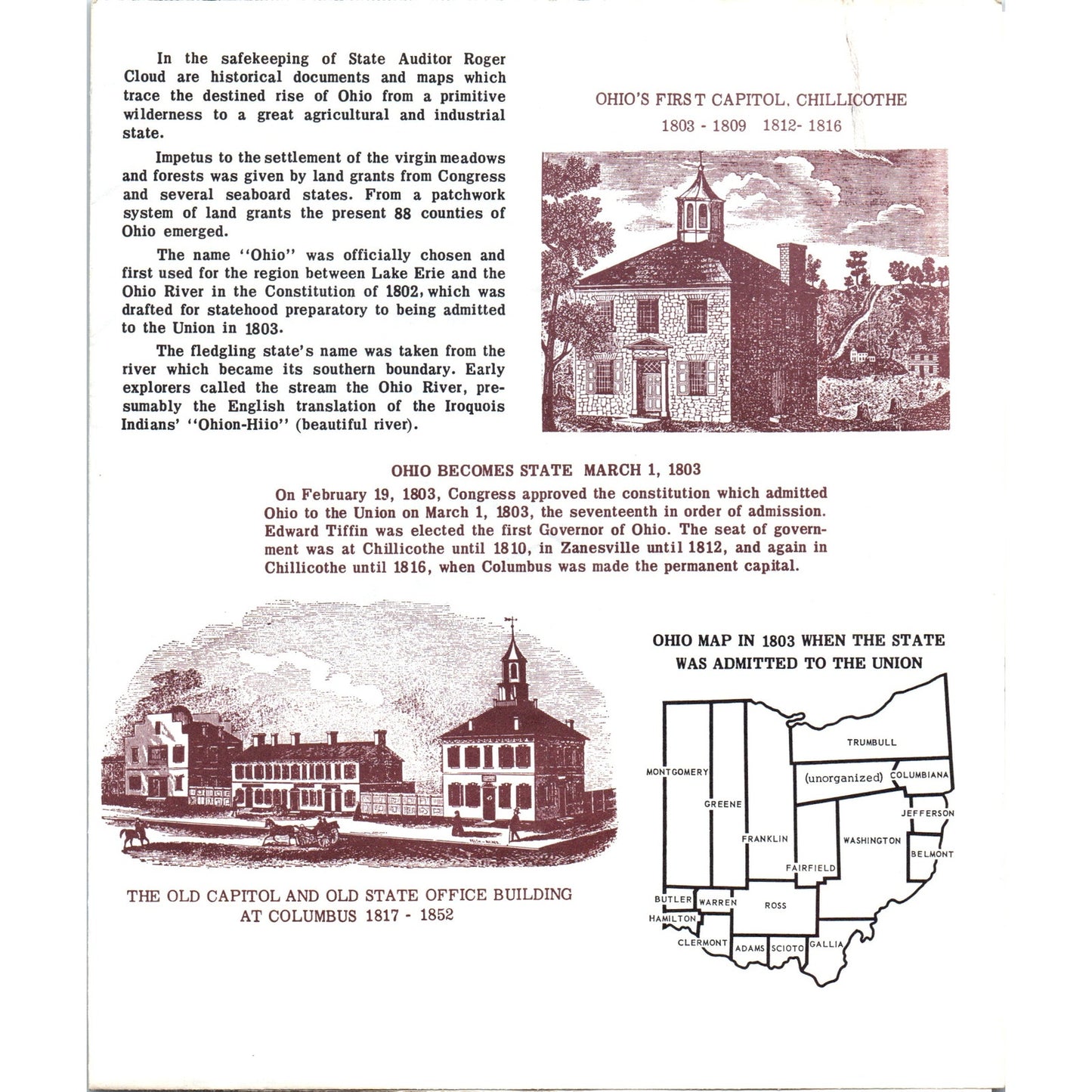 Vintage The Building of Ohio Roger Cloud Auditor of State Travel Brochure TH2-O1