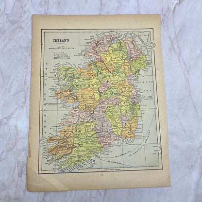 1899 Map of Ireland 10x13 Original Tinted Map Engraving FL6-8