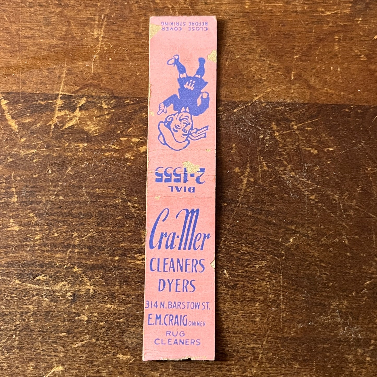 Cra-Mer Cleaner Dryers E.M. Craig Eau Claire WI Miniature Matchbook Cover TH2-Y4