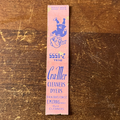Cra-Mer Cleaner Dryers E.M. Craig Eau Claire WI Miniature Matchbook Cover ML1-8