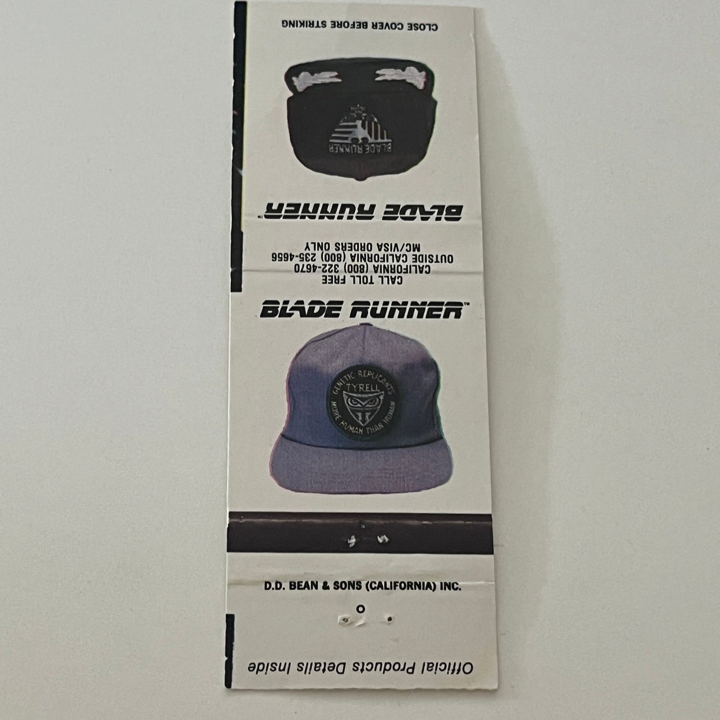 Blade Runner Movie Souvenir Hat Offer Vintage Matchbook Cover TB6-MB2-4