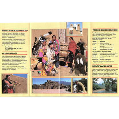 Taos Pueblo NM Vintage Fold Out Travel Brochure TH2-TB1