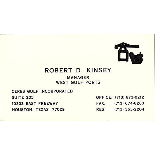 Robert D Kinsey Ceres Gulf Inc Houston Vintage Business Card SC9-B2