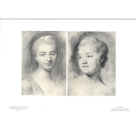 Two Studies of Heads - La Tour c1905 Art Print D12