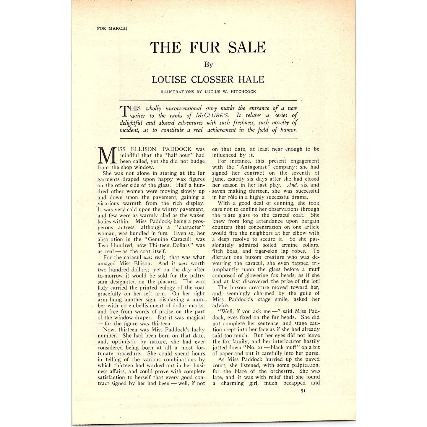 The Fur Sale Louise Closser Hale by Lucius W Hitchcock Vintage Art Print 6x9 V12