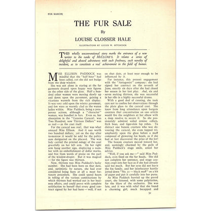 The Fur Sale Louise Closser Hale by Lucius W Hitchcock Vintage Art Print 6x9 V12