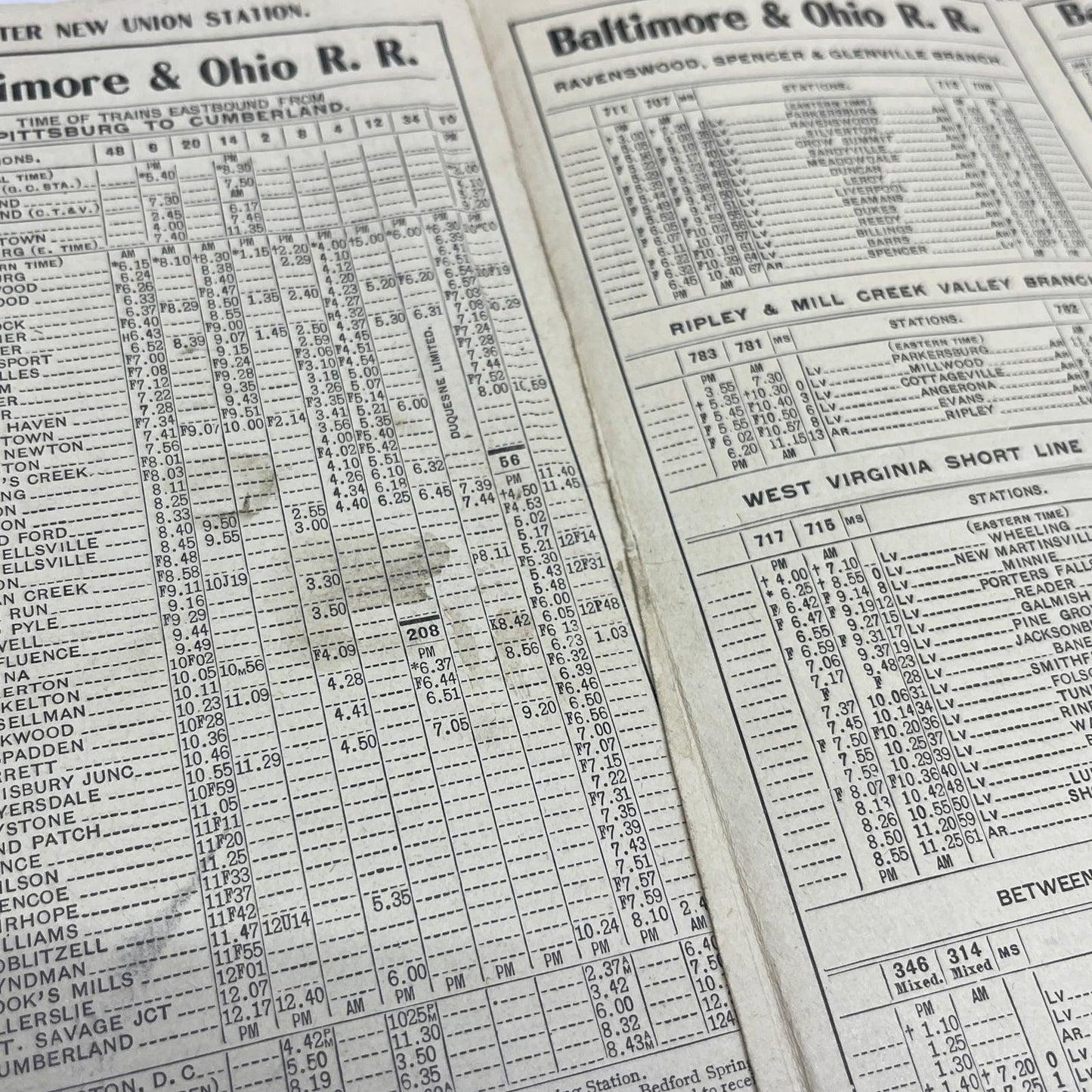 Baltimore & Ohio Railroad 1910 Timetable Feb Pittsburg Wheeling Kenova TI8-S5