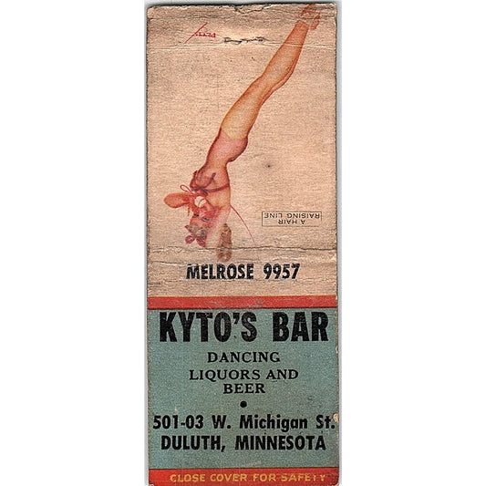 Kyto's Bar Duluth Minnesota Pinup Vintage Matchbook Cover SC7-Y5